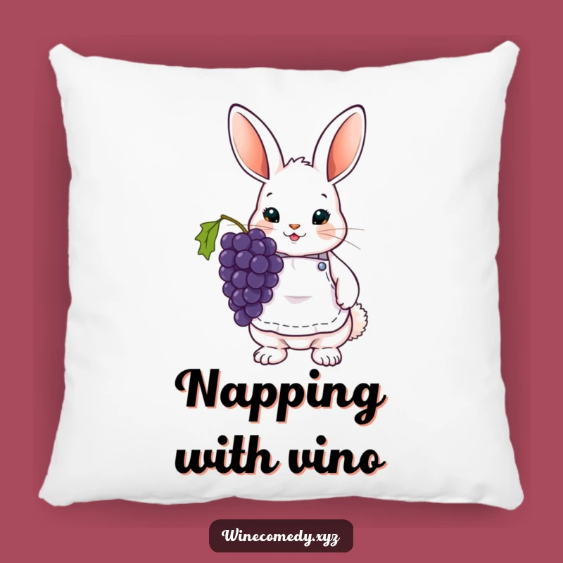 Funny Bunny Wine Pillow - Cute Grape Accent Decor Gift