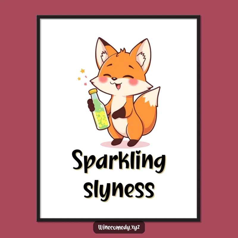 Funny Fox Sparkle Digital Print - Cheerful Celebration Wall Art Gift