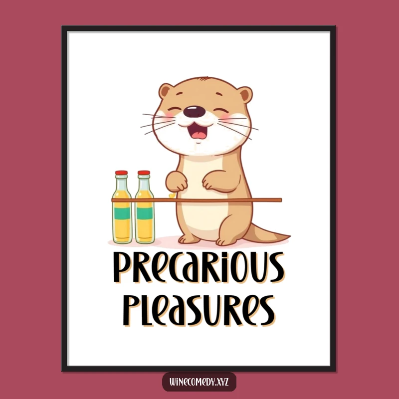 Funny Otter Balancing Poster - Whimsical Wall Decor for a Cheerful Home