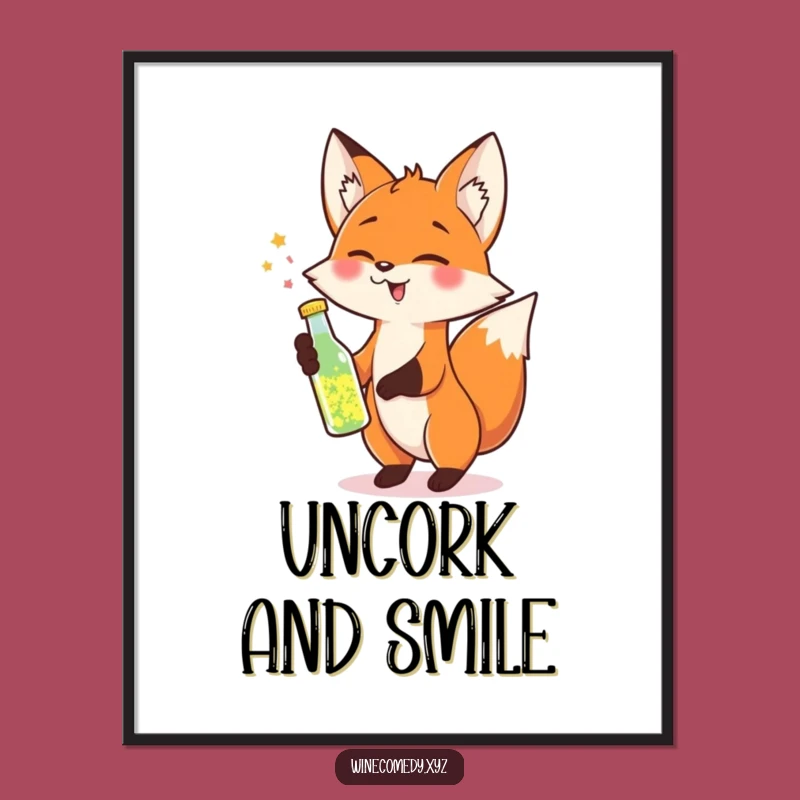 Funny Fox Sparkle Poster - Cheerful Celebration Art Print Gift