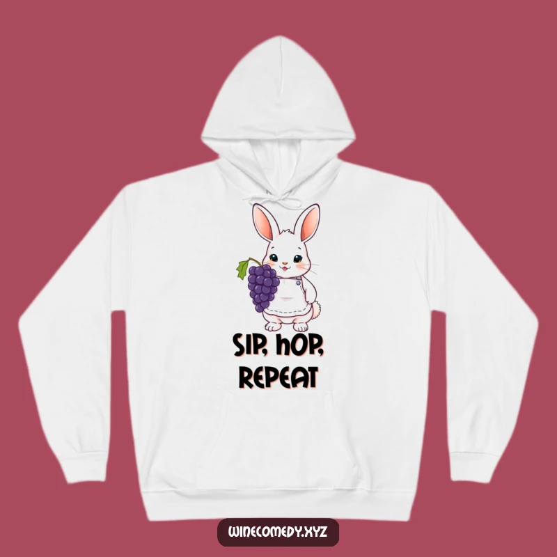 Cozy Funny Bunny Wine Hoodie - Cute Comfort Gift for Grape Lovers