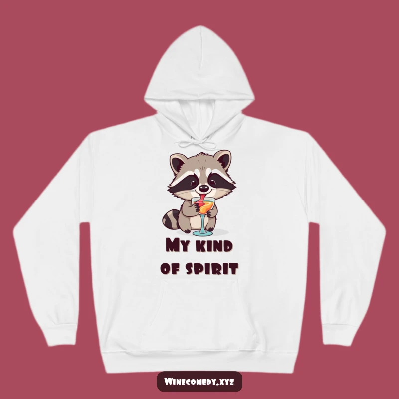 Cozy Funny Raccoon Wine Hoodie - Warm Graphic Sweatshirt for Relaxing Evenings