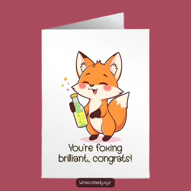 Free Printable Congrats Fox Card: Sparkling Toast, Cheers, Funny Downloadable