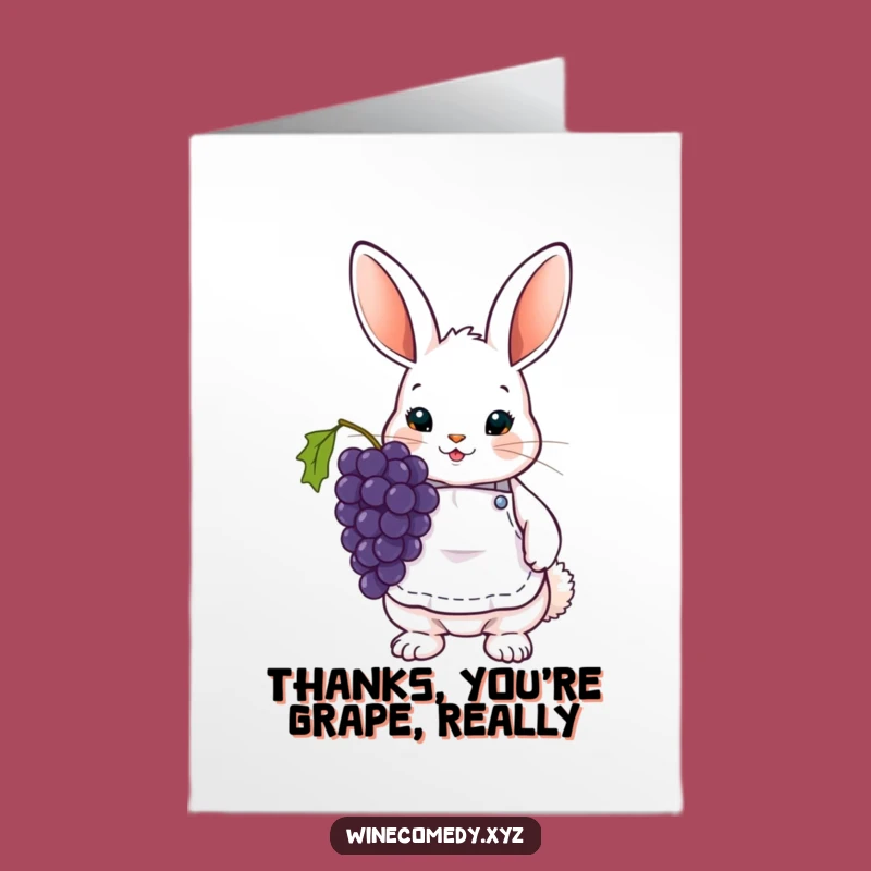 Free Printable Thank You Bunny Card: Wine Apron, Grapes, Funny Downloadable