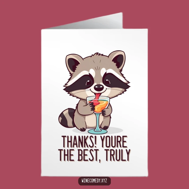 Free Printable Thank You Card: Raccoon Wine Appreciation - Grateful Downloadable Gift